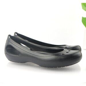 CROCS Womens Kadee Ballet Flat Size 10 Black Slip On Shoe Casual Comfy Beach